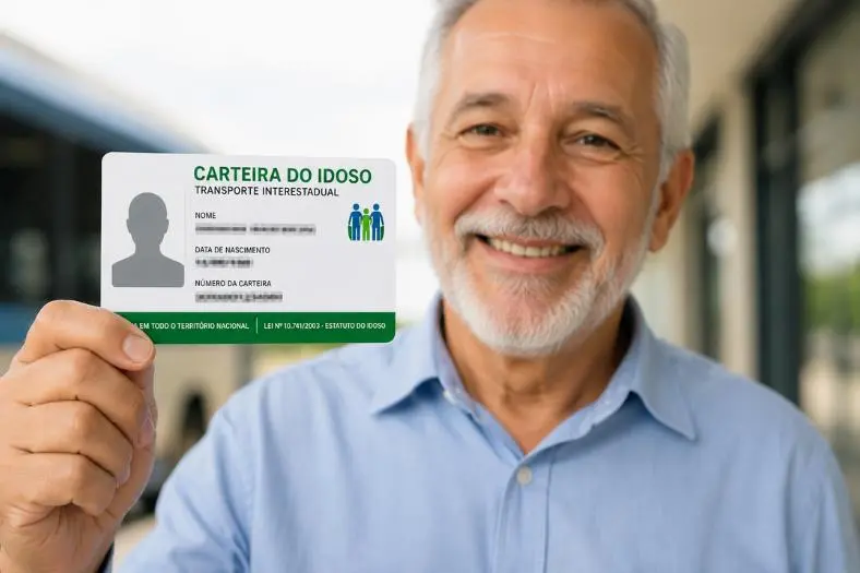 Idoso segurando documento de viagem